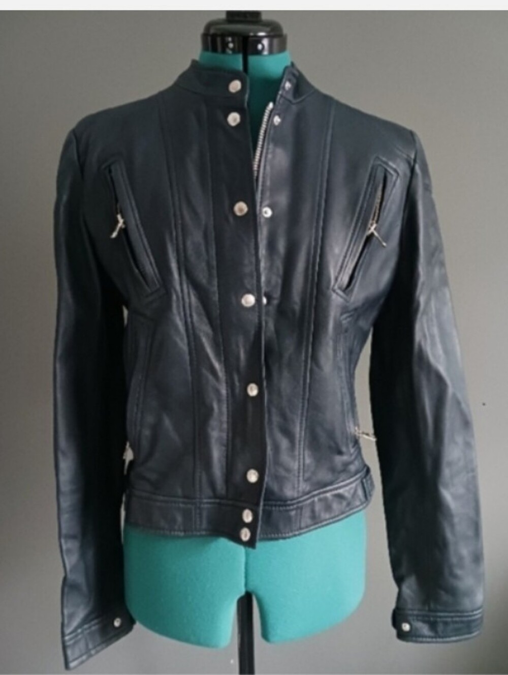 Dolce & Gabbana Dark Navy Genuine Leather Jacket Size 44